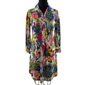 Vintage B Altman & Co Saks Fifth Shirt Dress Floral Pleated Front Collared S M?
